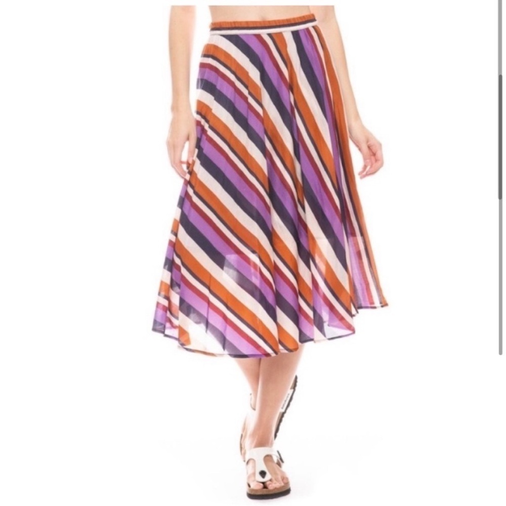 Xirena Sasha Silk Blend Midi Skirt in Madrid Stripe